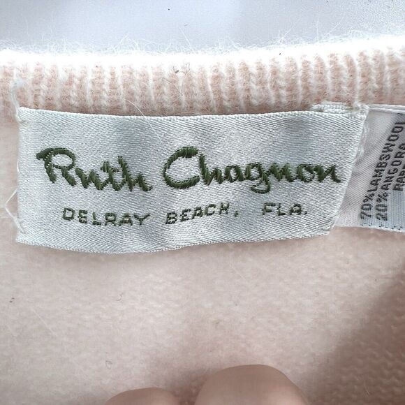 Vintage Ruth Chagnon Pink Lambswool Angora V-Neck Sweater - Picture 7 of 9
